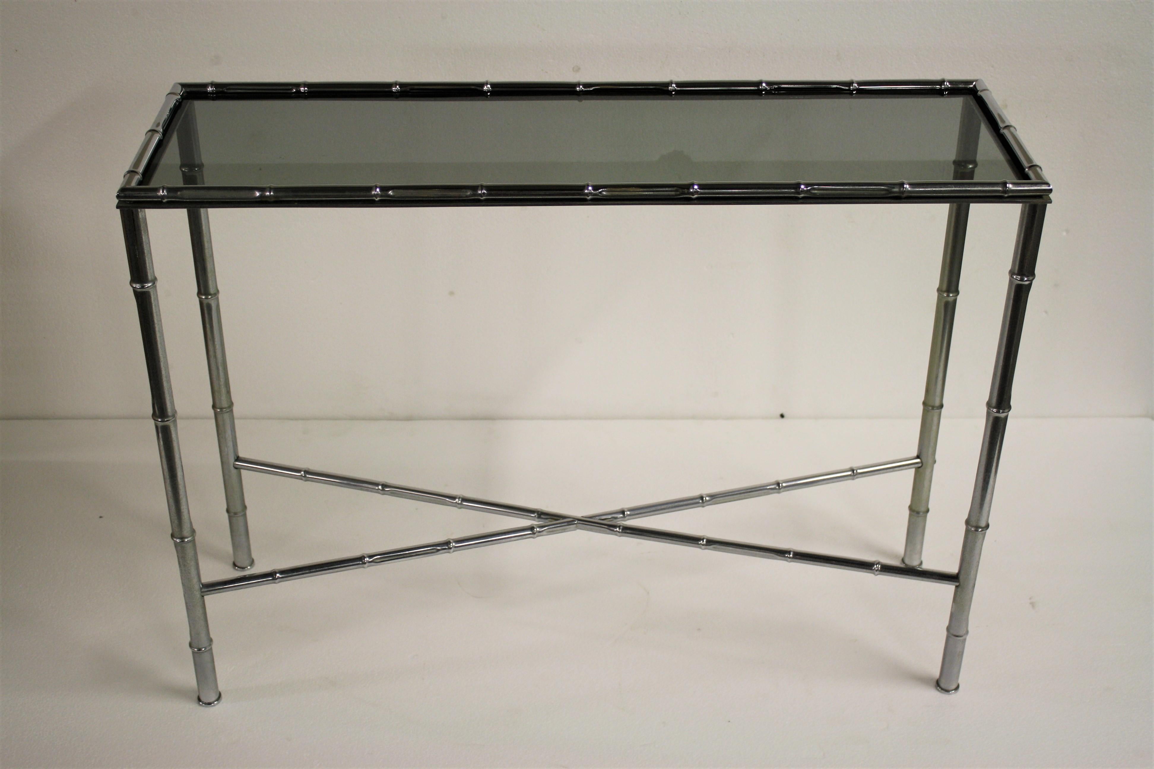 Faux Bamboo Console Table in Chrome, 1960s, France 2