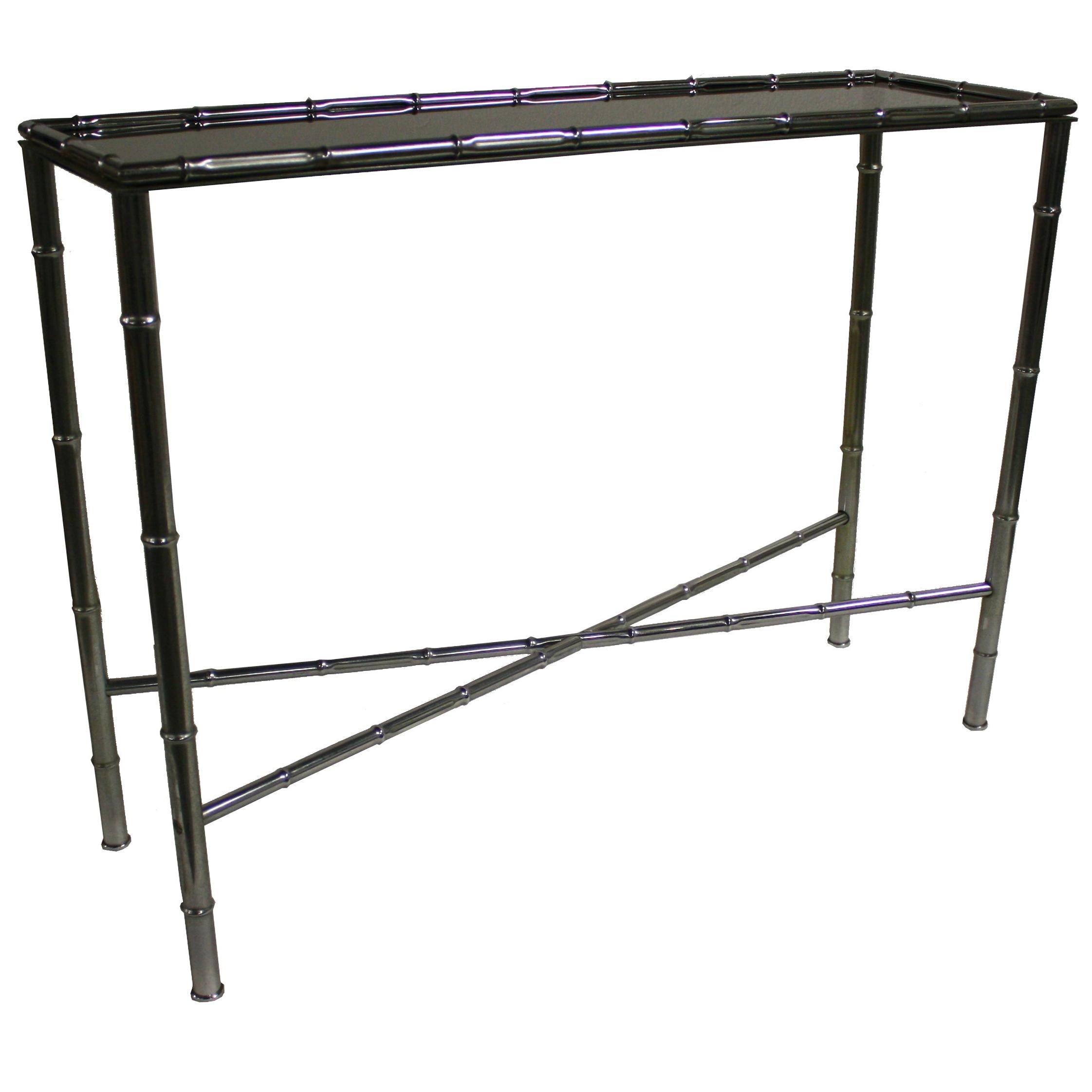 Faux Bamboo Console Table in Chrome, 1960s, France