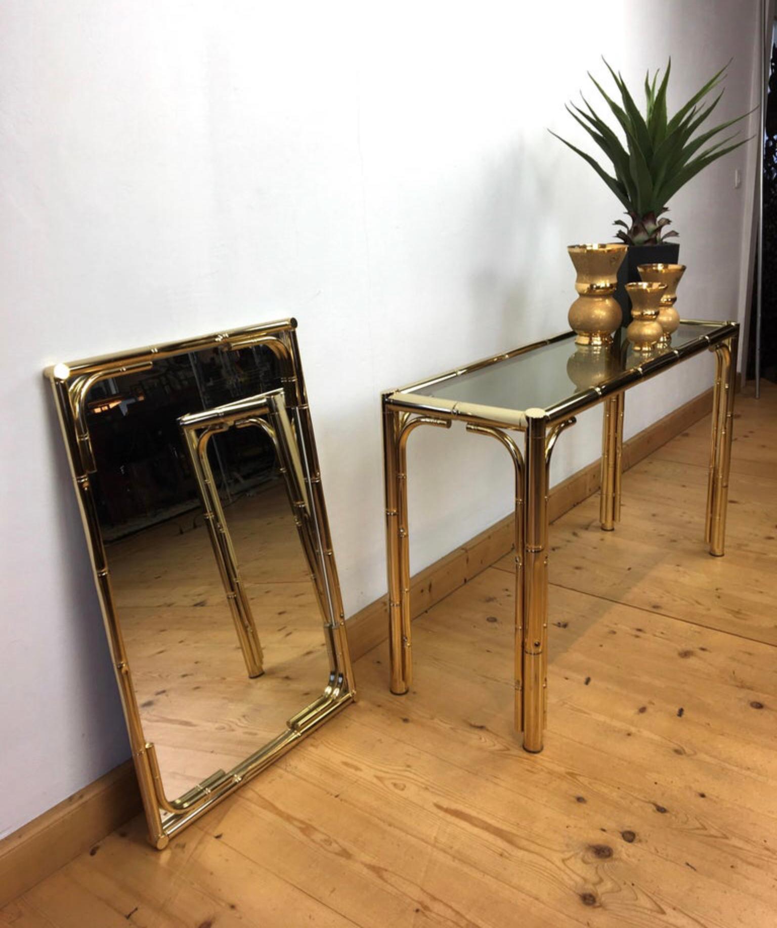 Modern Faux Bamboo Console Table, Italy, 1970s For Sale