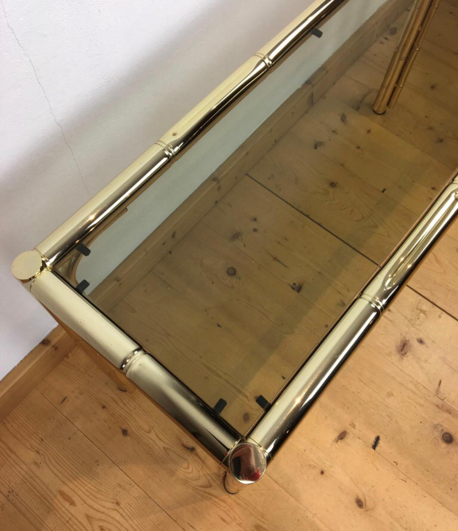 Gilt Faux Bamboo Console Table, Italy, 1970s For Sale