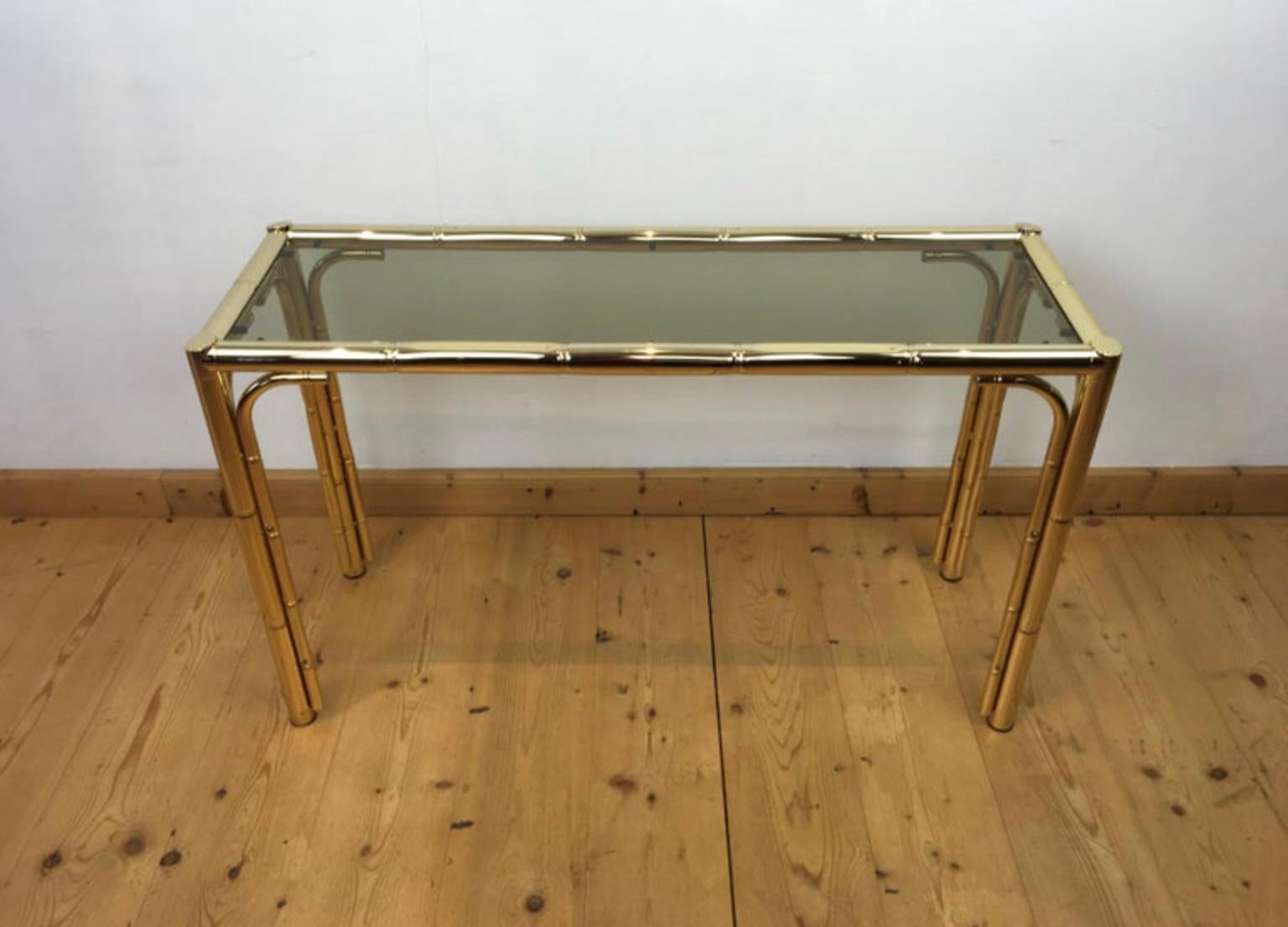 20th Century Faux Bamboo Console Table, Italy, 1970s For Sale