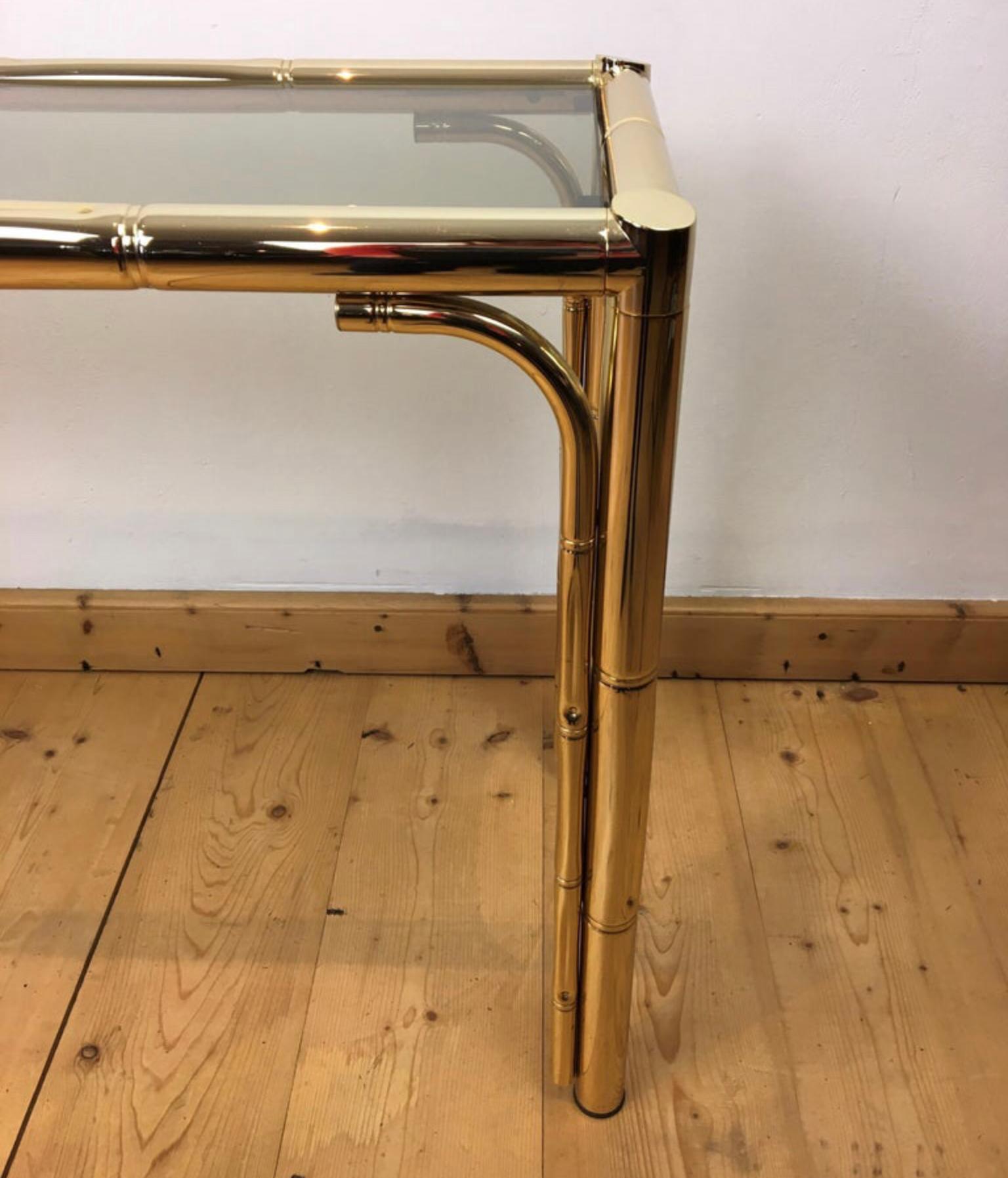 Metal Faux Bamboo Console Table, Italy, 1970s For Sale
