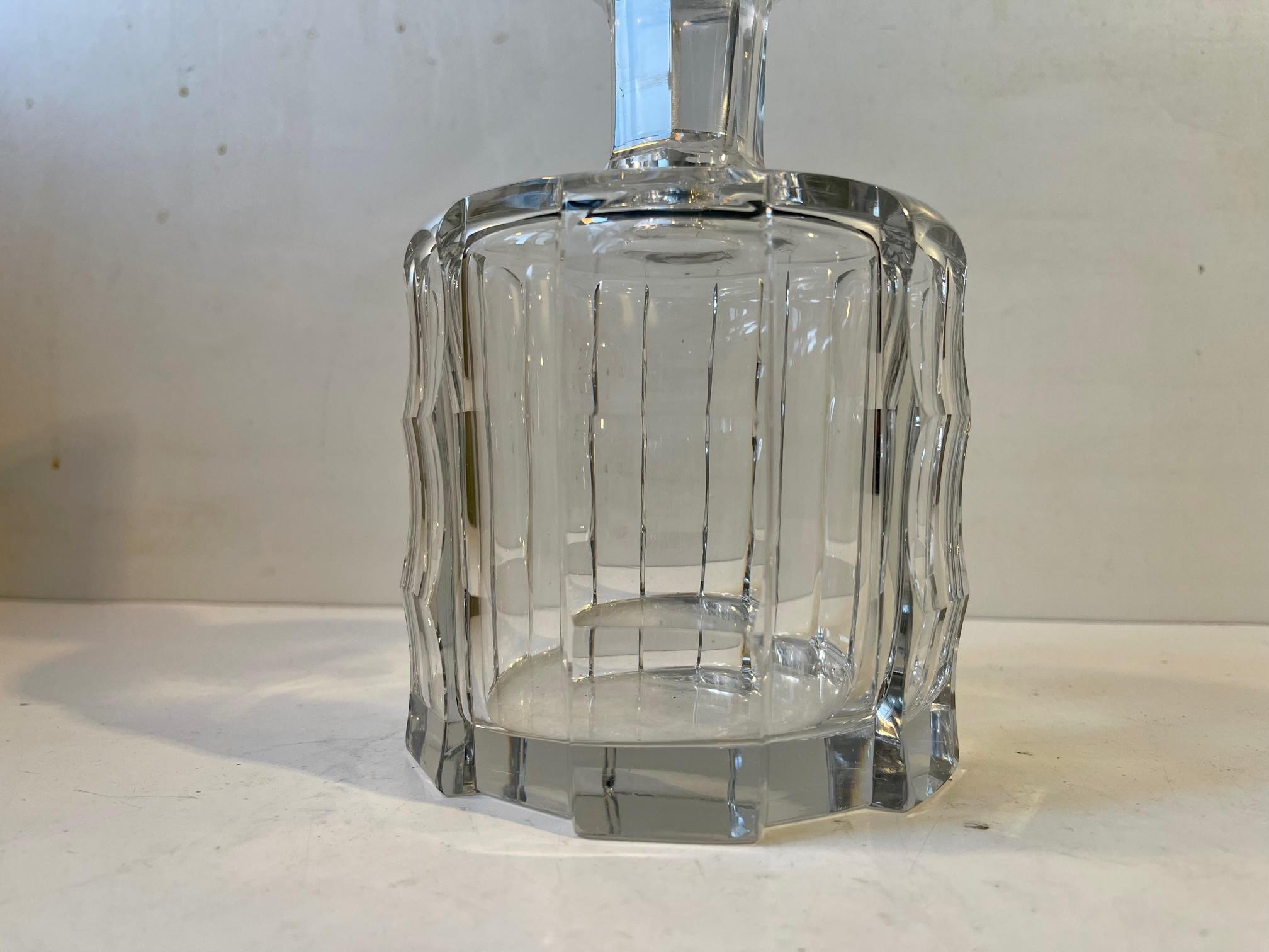 Mid-20th Century Faux Bamboo Crystal Decanter by Orrefors Sweden, 1960s For Sale
