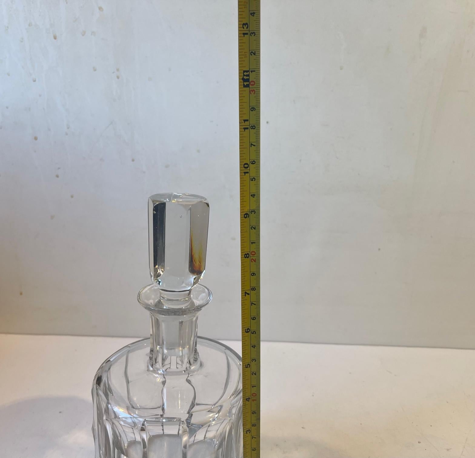 Faux Bamboo Crystal Decanter by Orrefors Sweden, 1960s For Sale 1
