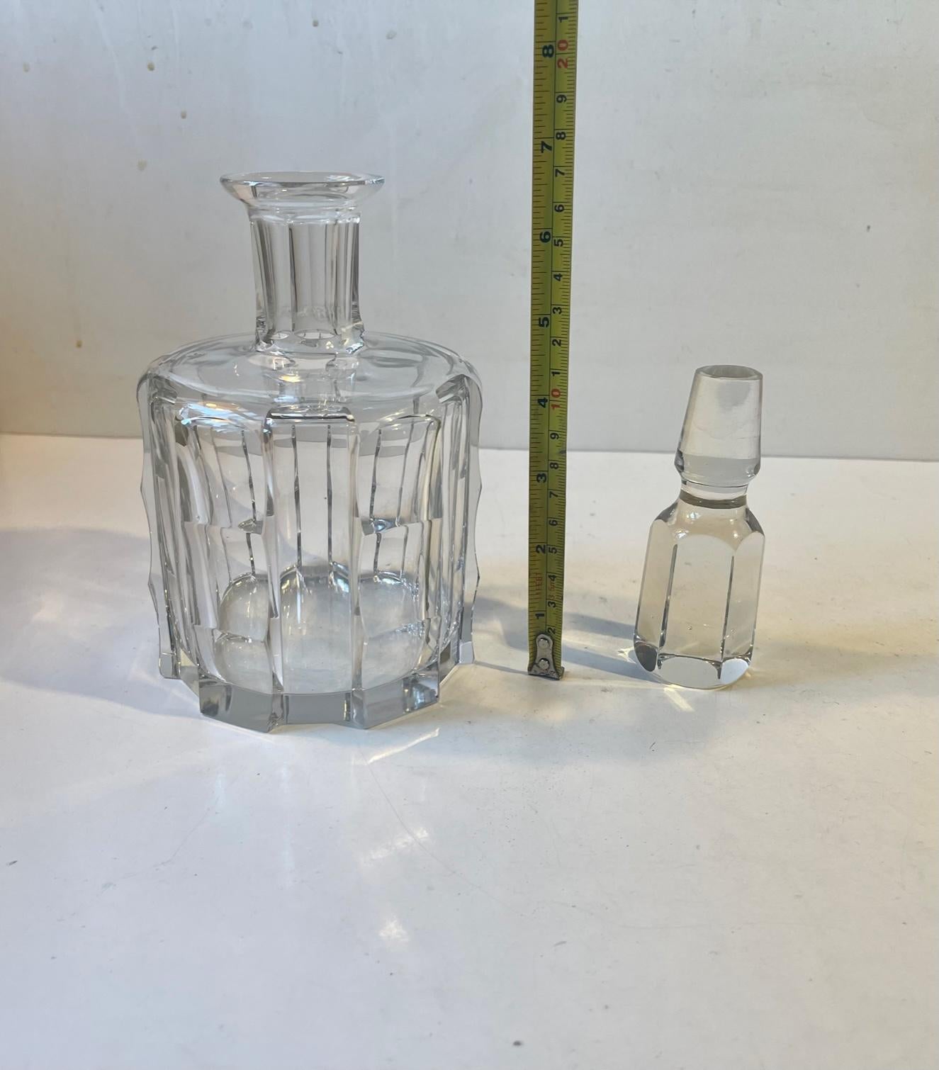 Faux Bamboo Crystal Decanter by Orrefors Sweden, 1960s For Sale 2