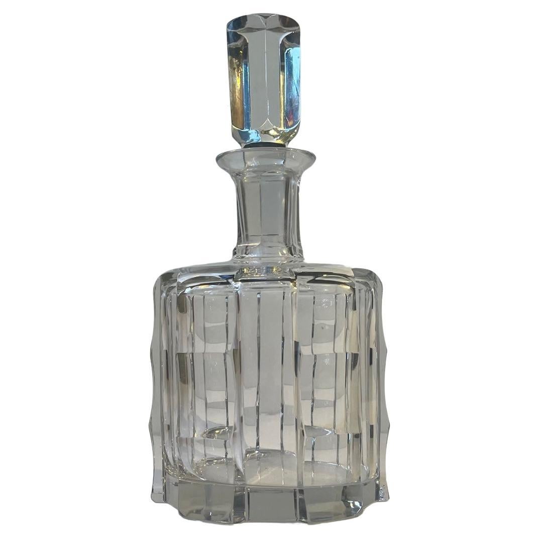 Faux Bamboo Crystal Decanter by Orrefors Sweden, 1960s For Sale at 1stDibs