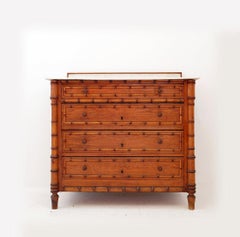 Faux Bamboo Dark Pine Chest of Drawers - Late 19th century