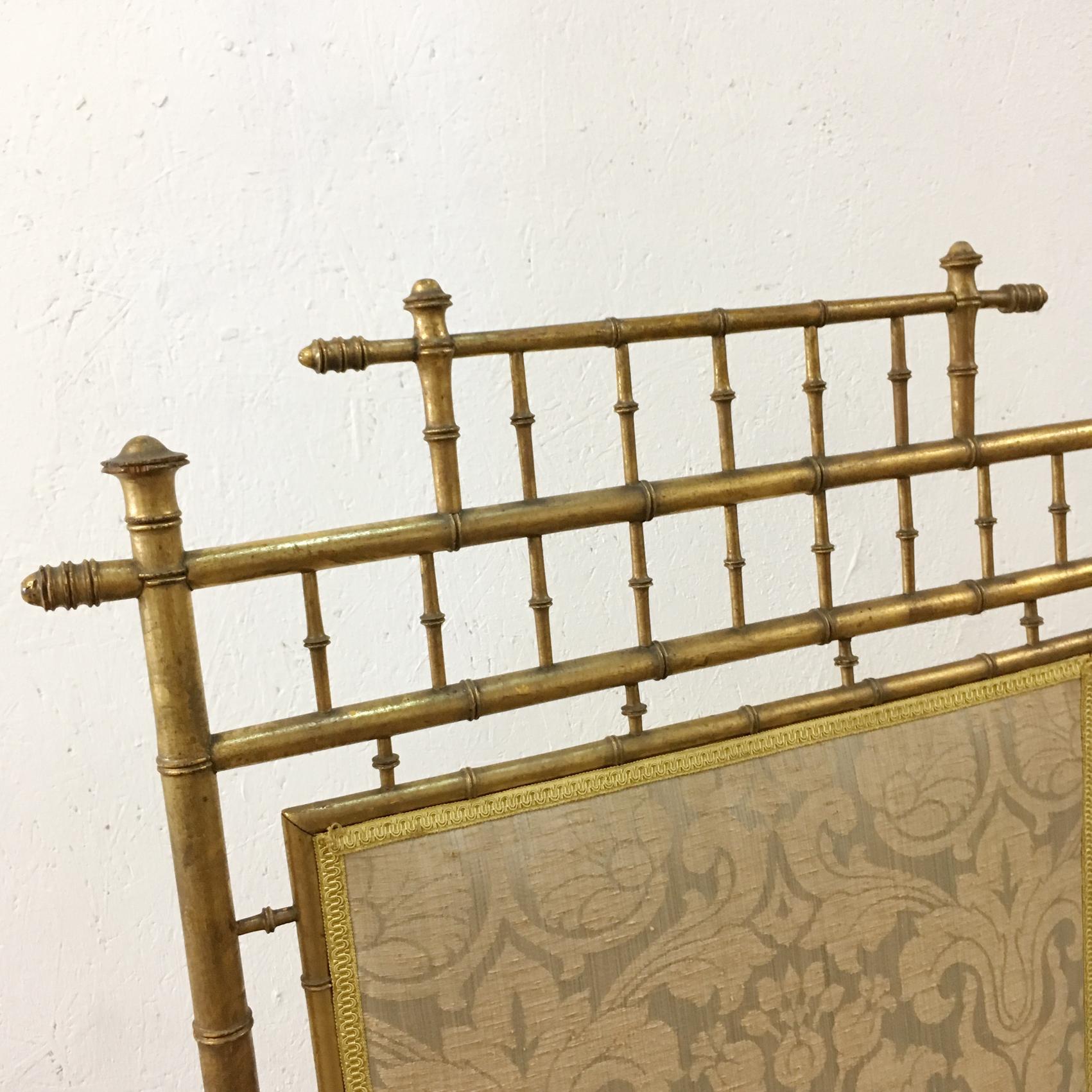 Hand-Carved Faux Bamboo Decorative French Fire Screen
