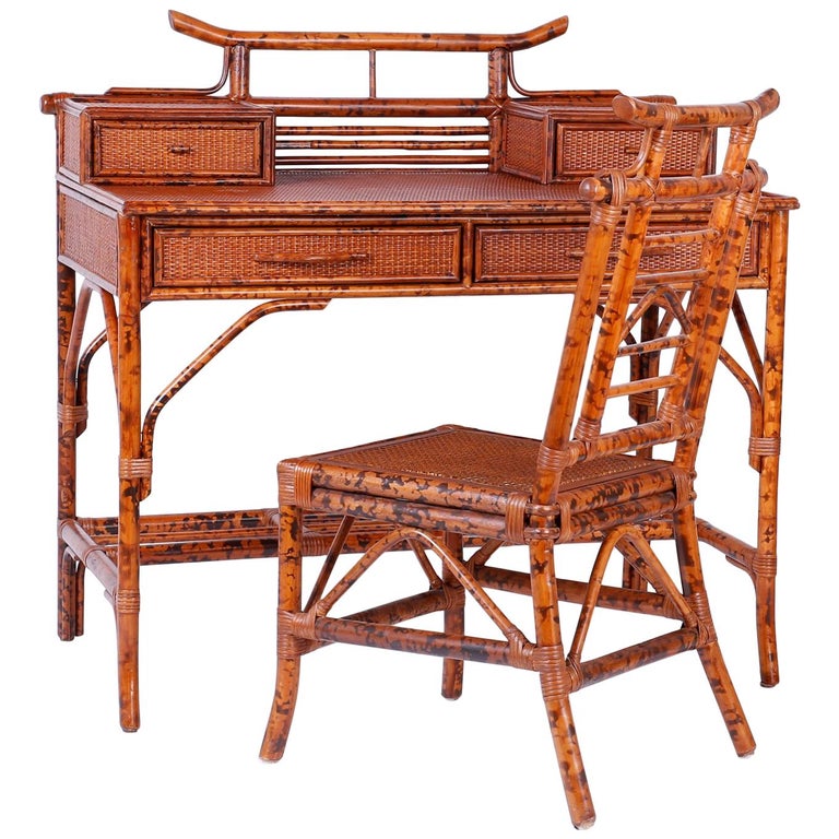 Faux Bamboo Desk and Chair at 1stDibs