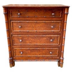 Faux Bamboo French pine Diminutive Chest Early 20th Century.