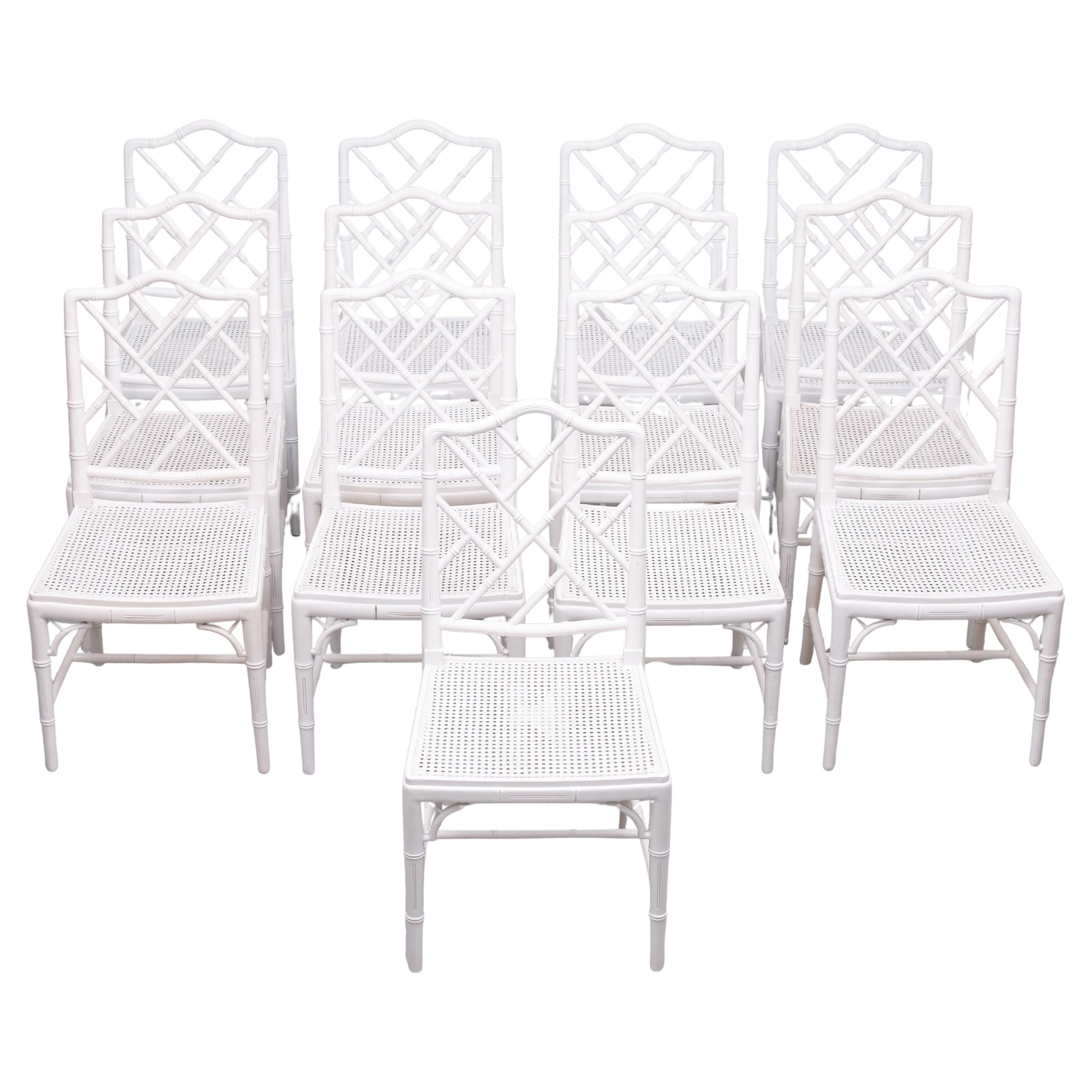Chaises de salle à manger en faux bambou style Jonathan Adler 1970