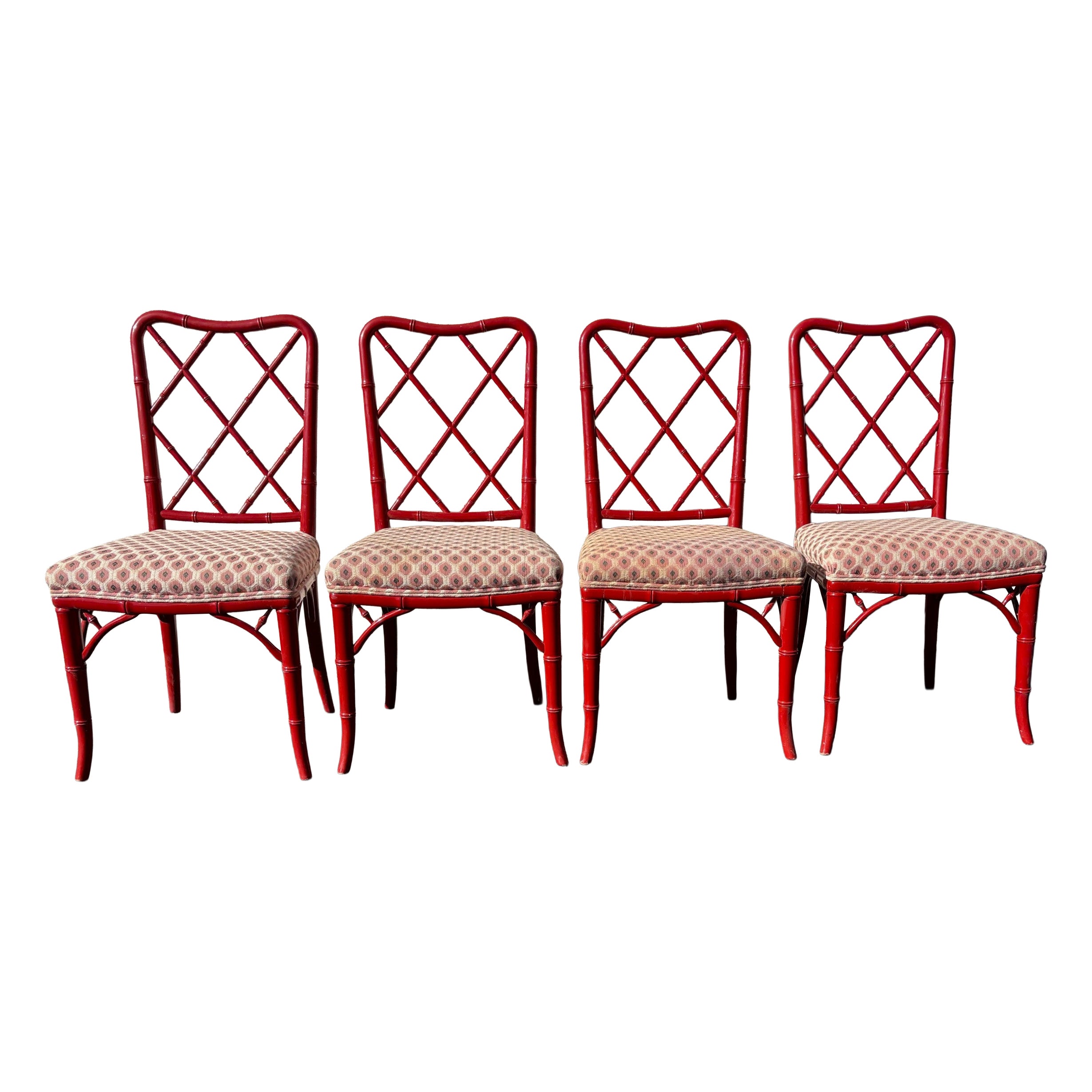 Faux-Bamboo Dining Chairs Set of 4