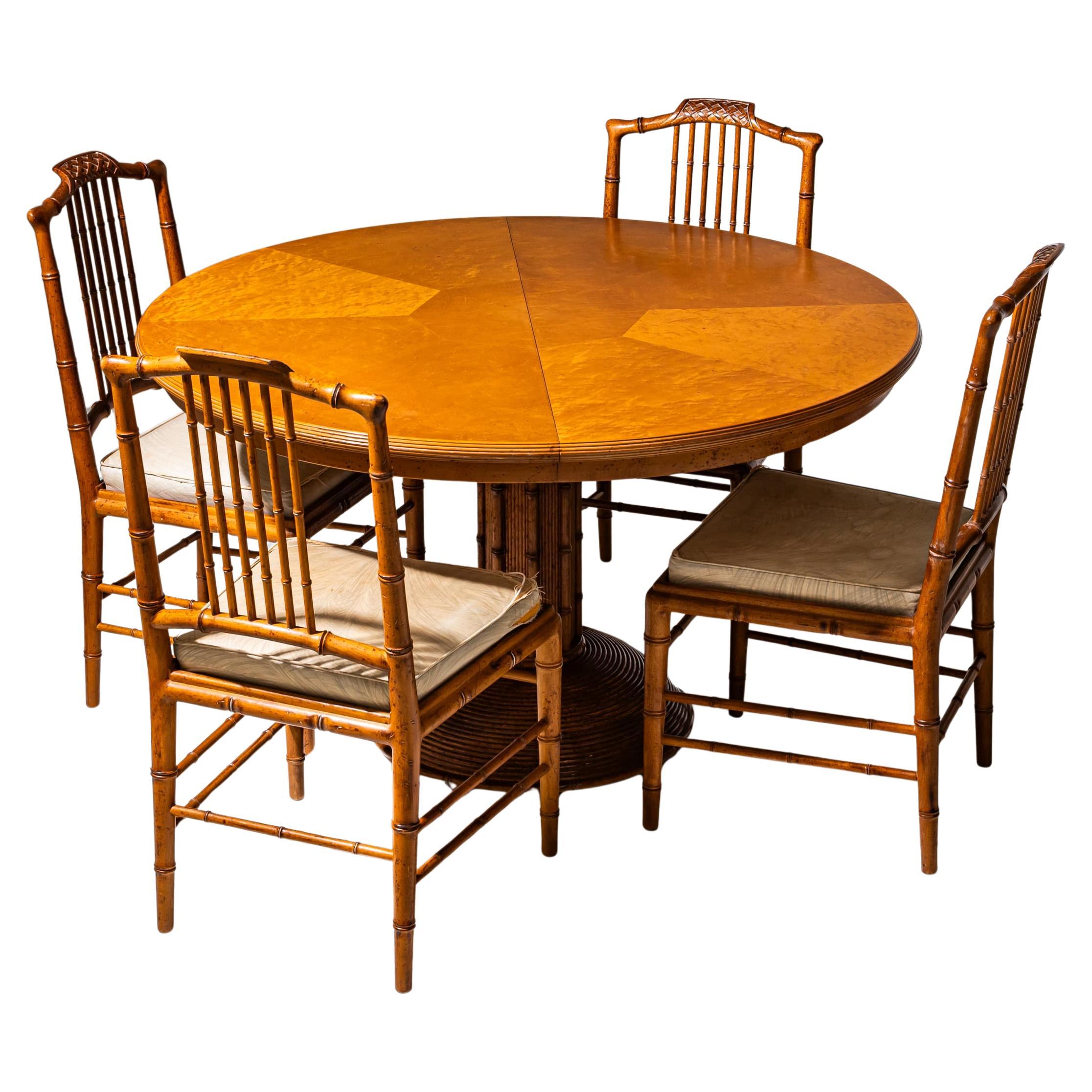 Faux Bamboo Dining Group, possibly France, Mid-20th Century For Sale