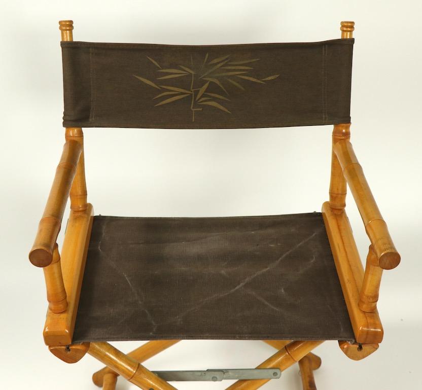 Campaign Faux Bamboo Directors Chair by Telescope Chair Company For Sale
