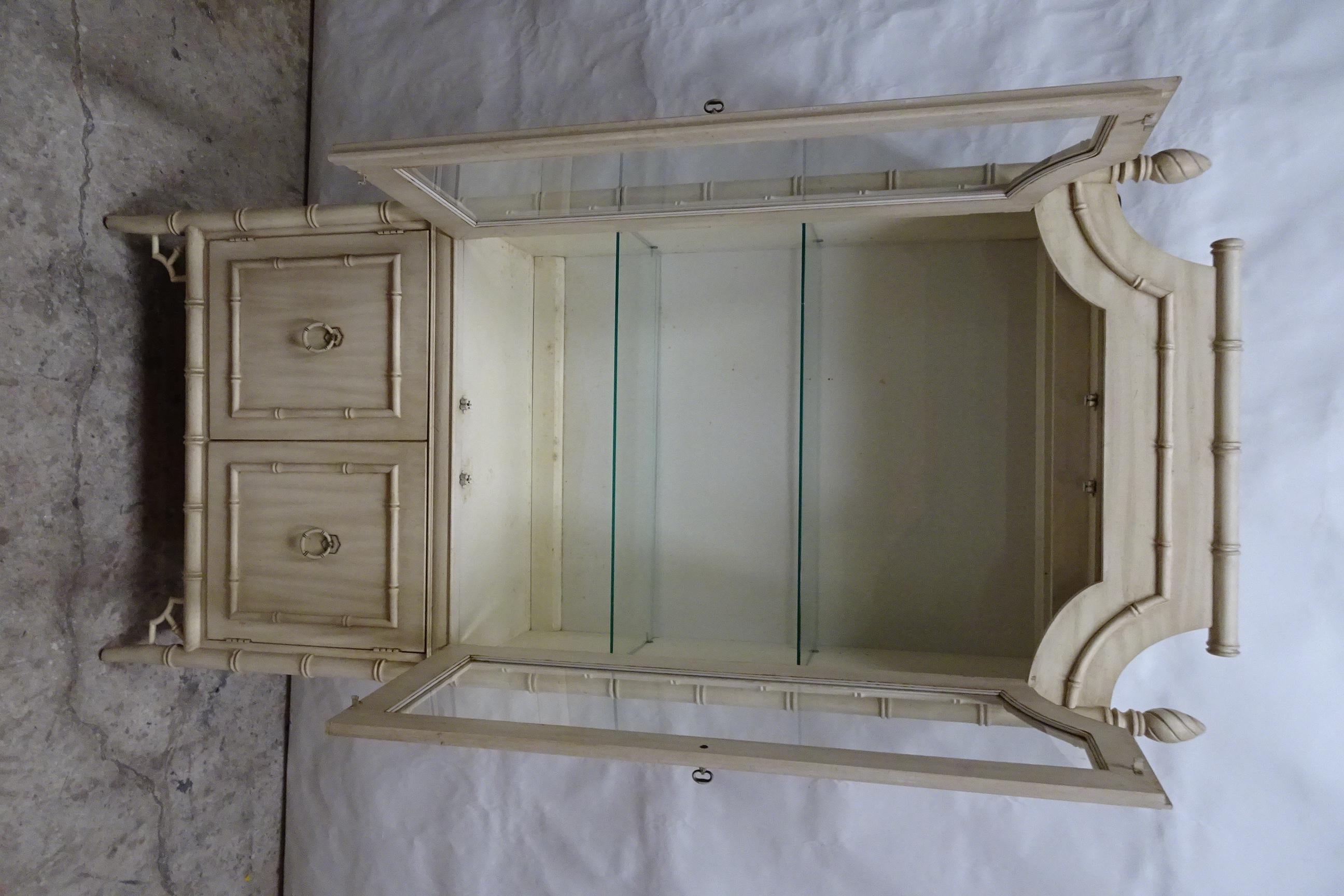 Hollywood Regency Faux Bamboo Display Cabinet