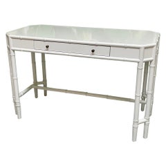 Faux Bamboo Double Legged Writers Desk with Canted Corners