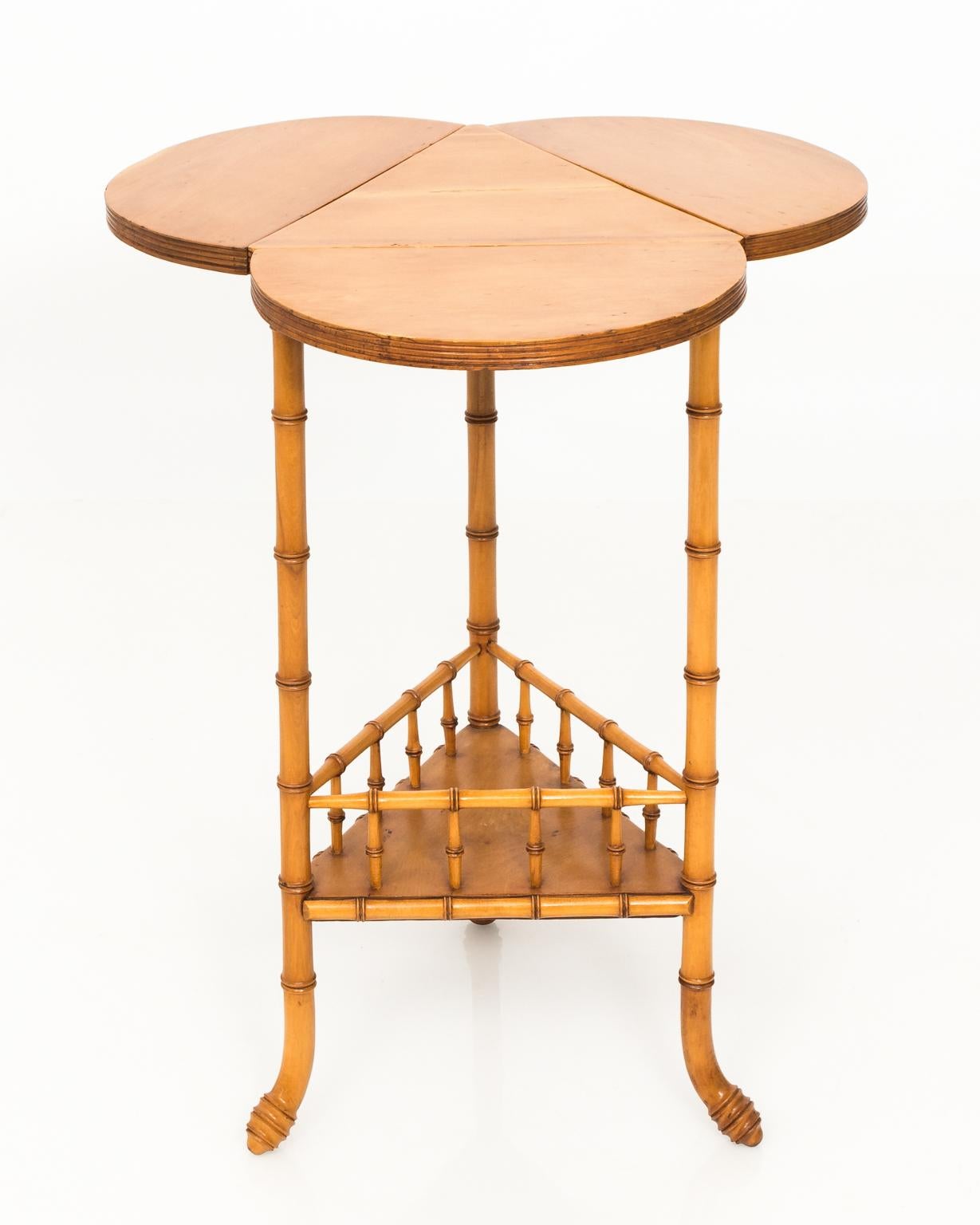 Faux Bamboo Drop-Leaf Clover Side Table 3