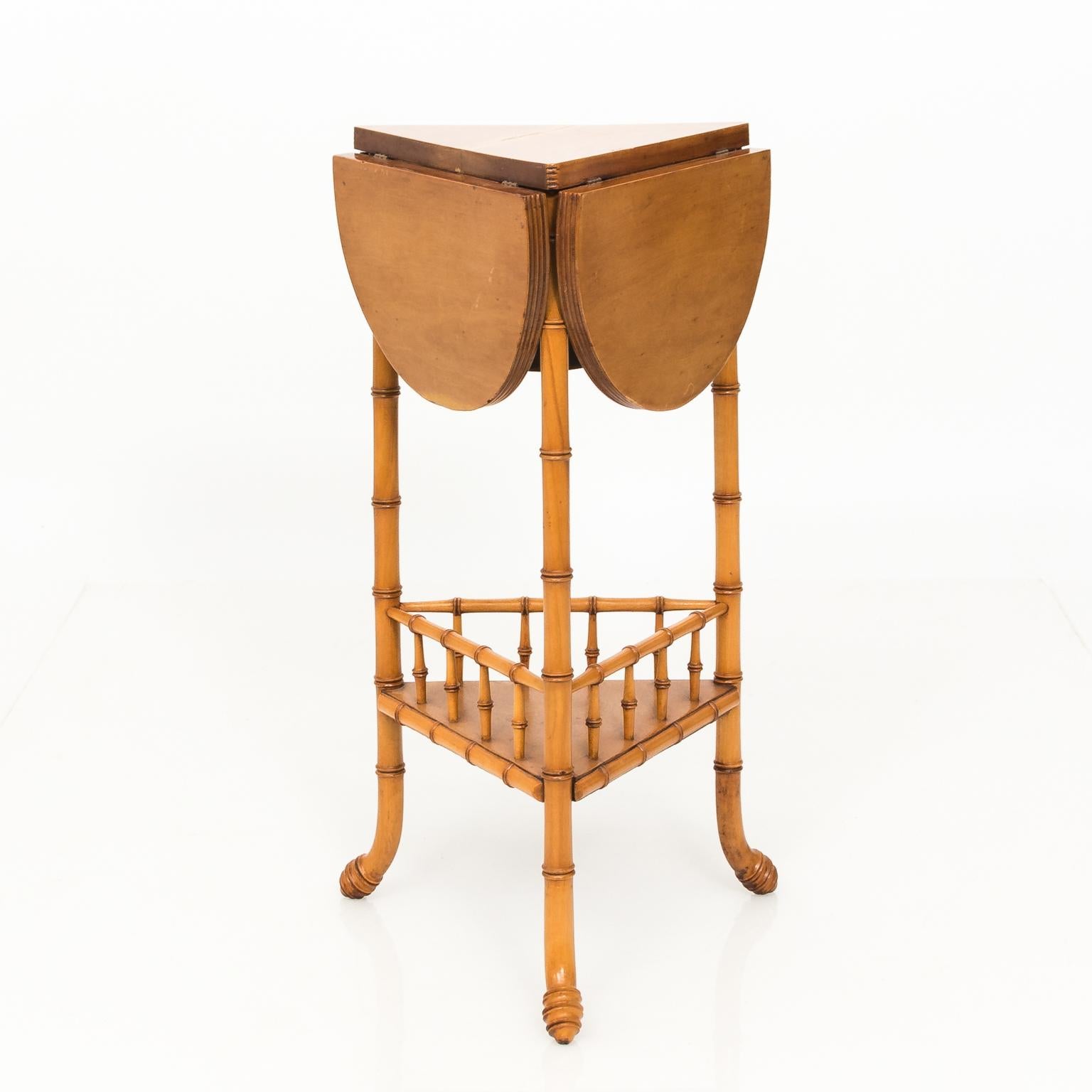Faux Bamboo Drop-Leaf Clover Side Table 5