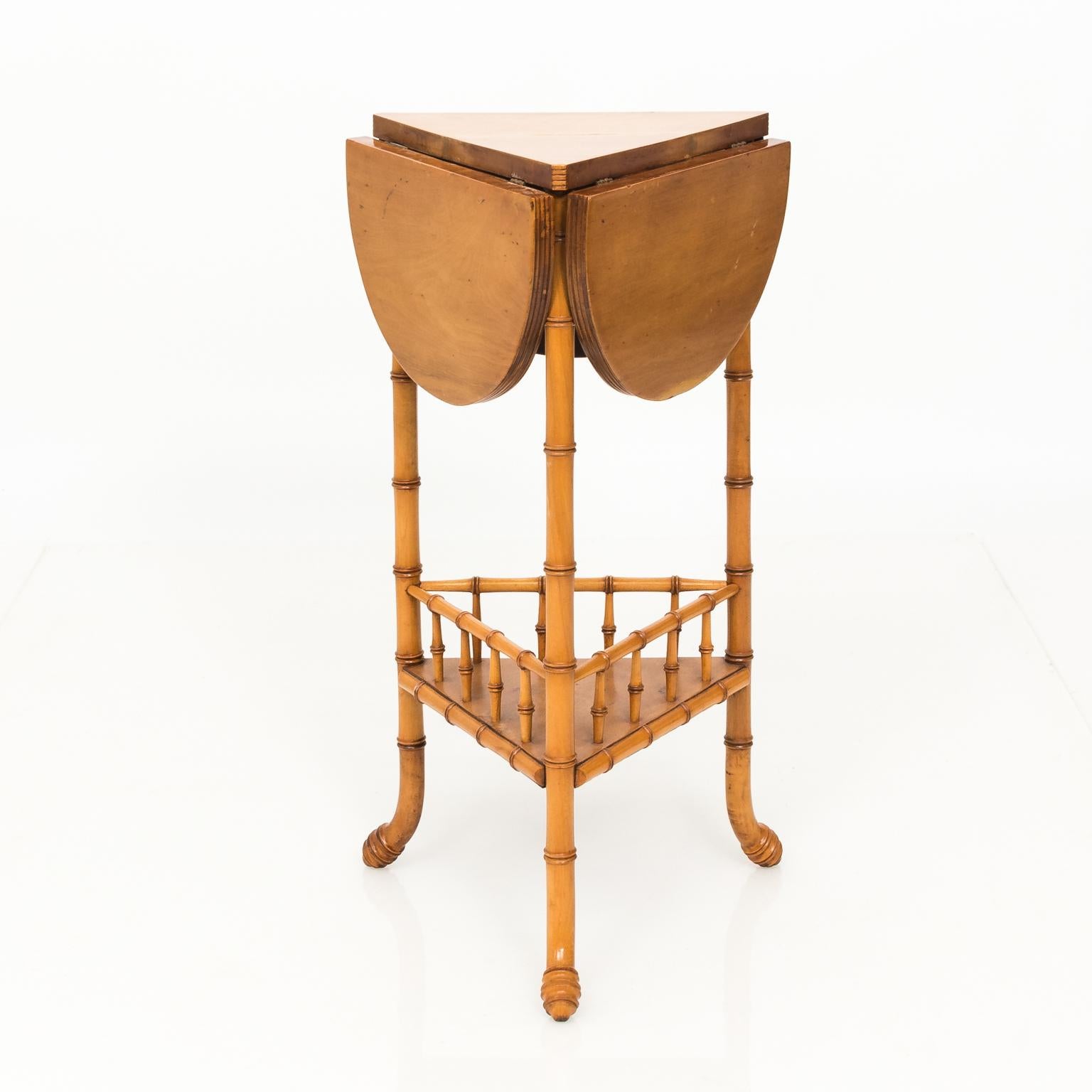 Chinoiserie Faux Bamboo Drop-Leaf Clover Side Table
