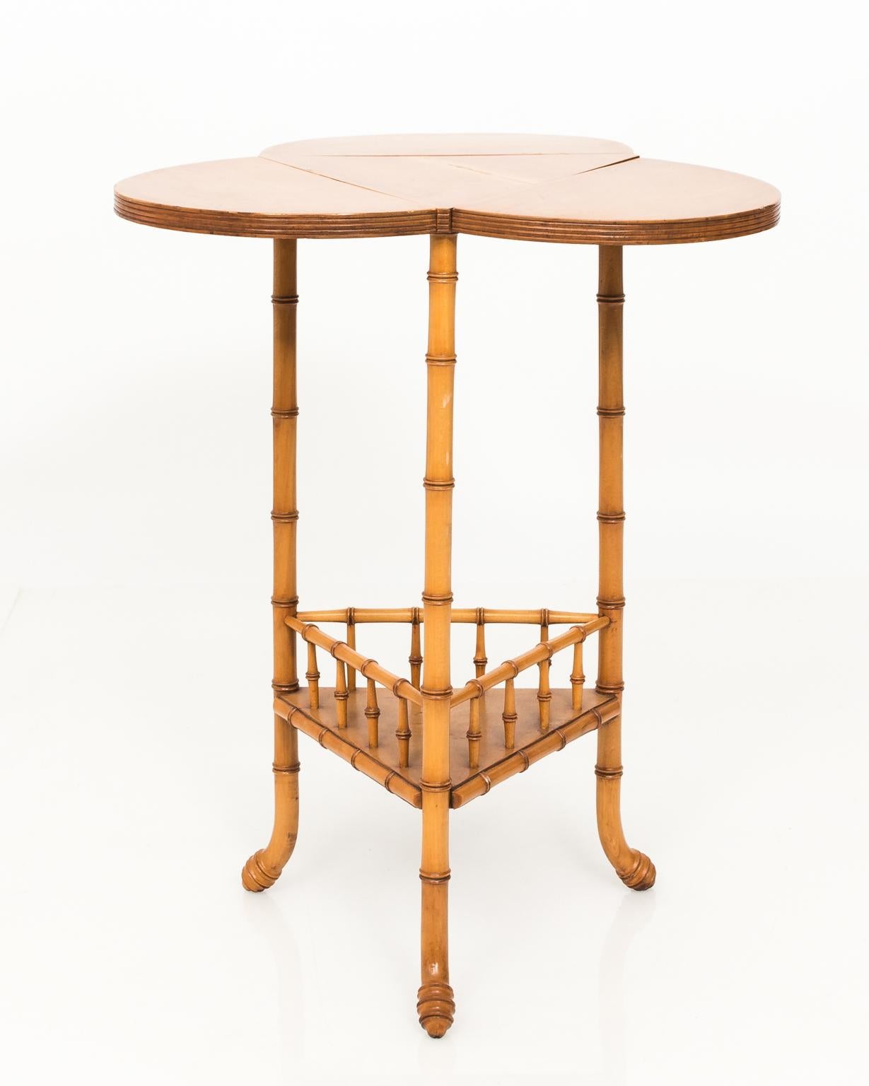 Faux Bamboo Drop-Leaf Clover Side Table 2