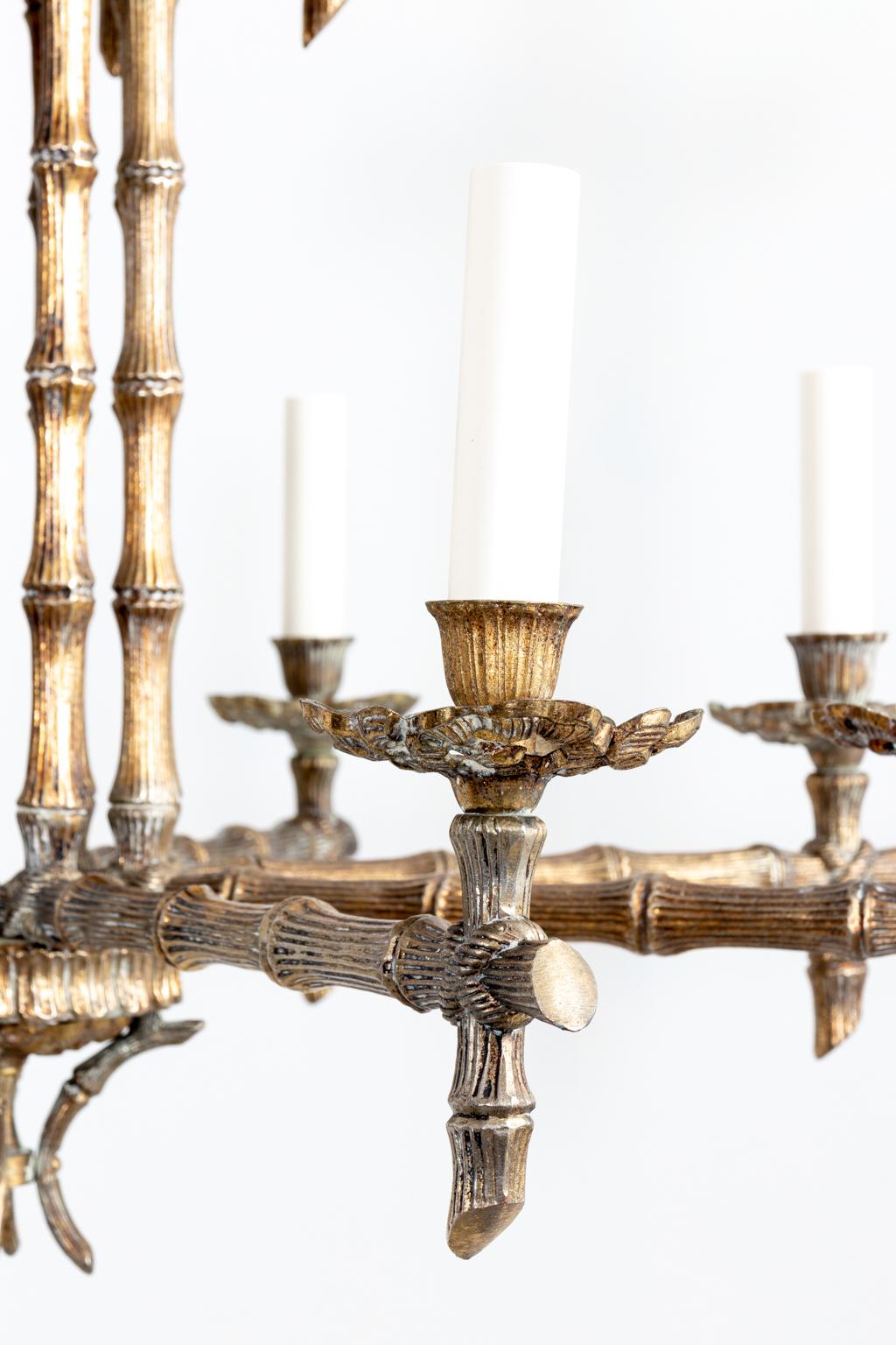American Faux Bamboo Eight Arm Chandelier 