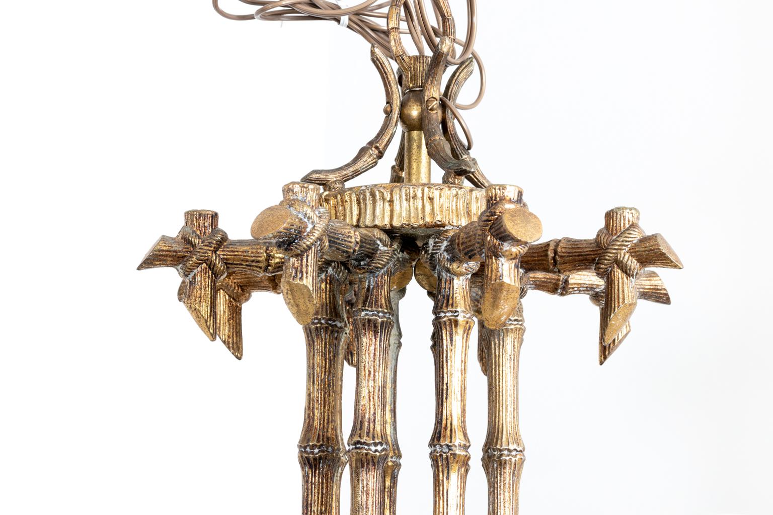 Late 20th Century Faux Bamboo Eight Arm Chandelier 
