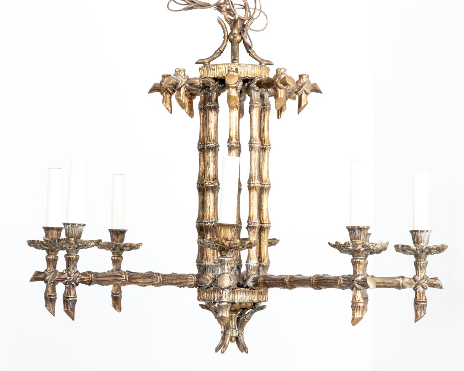 Faux Bamboo Eight Arm Chandelier  1