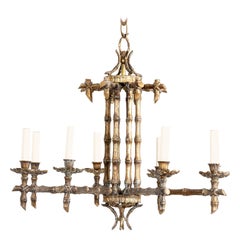 Faux Bamboo Eight Arm Chandelier 