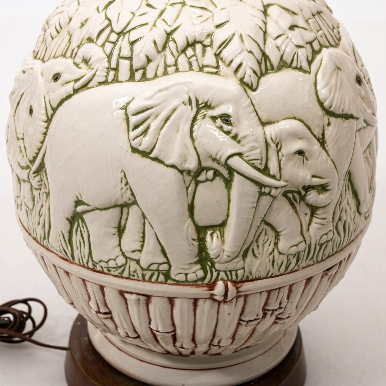 Faux Bamboo Elephant Table Lamp In Good Condition For Sale In Stamford, CT