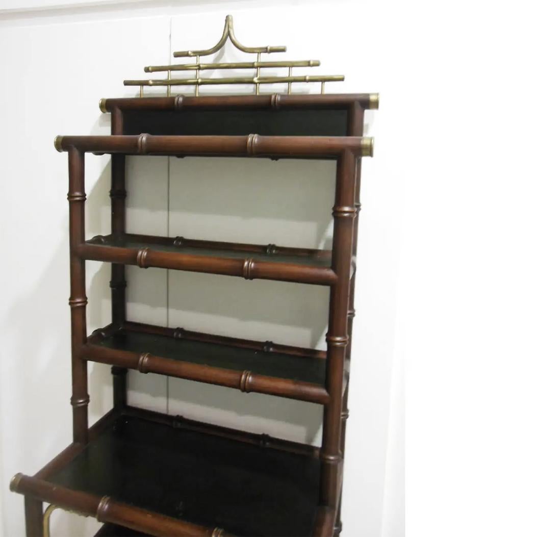   Shelving Wood  Faux Bamboo & Brass  Chippendale Chinoiserie  Hollywood Regency For Sale 1