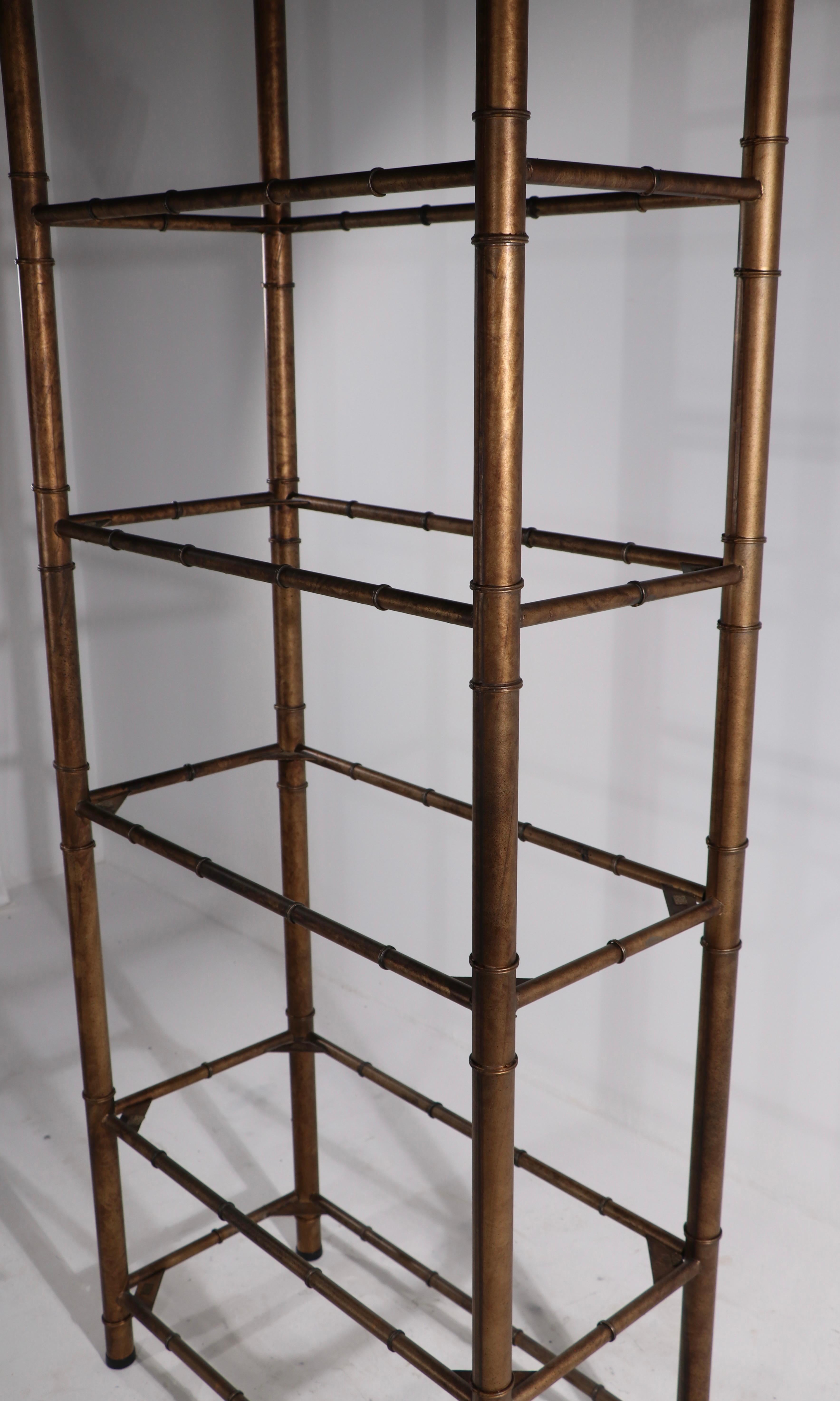 American Faux Bamboo Etagere, Display with Glass Shelves
