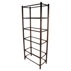 Étagère en faux bambou, présentoir avec étagères en verre