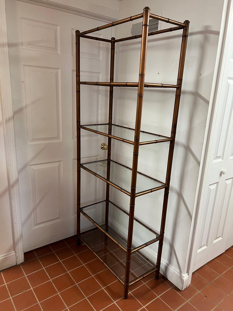 Hollywood Regency Faux Bamboo Etagere For Sale