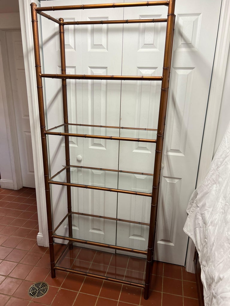Metal Faux Bamboo Etagere For Sale