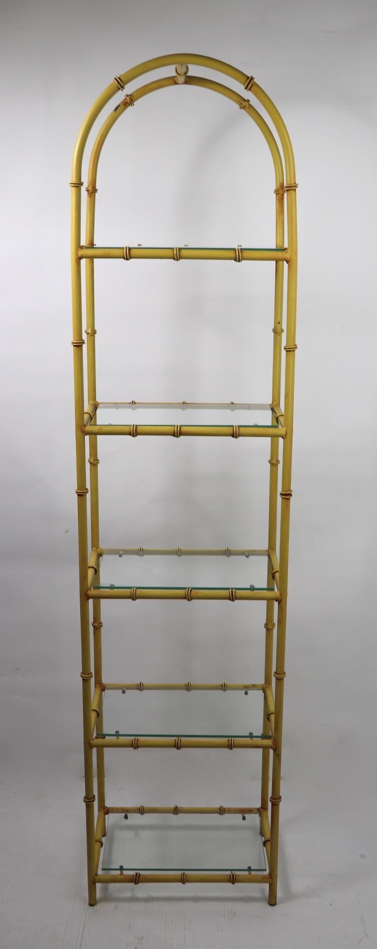 Faux Bamboo Etagere in Iron and Glass 4