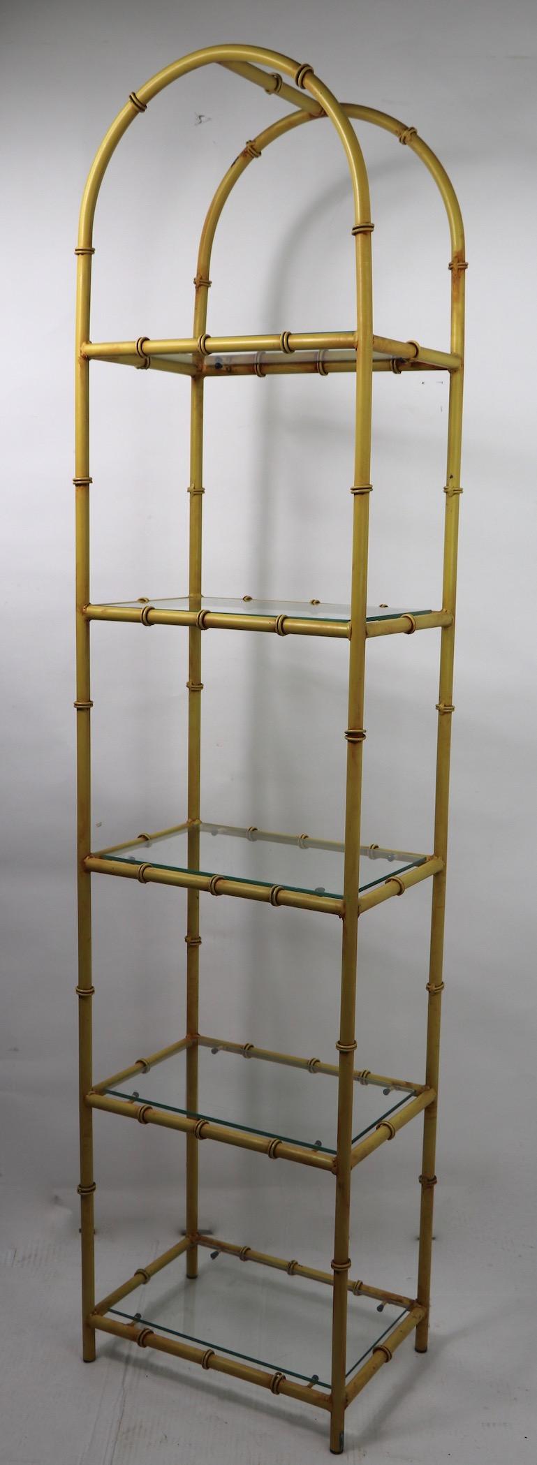 Faux Bamboo Etagere in Iron and Glass 5