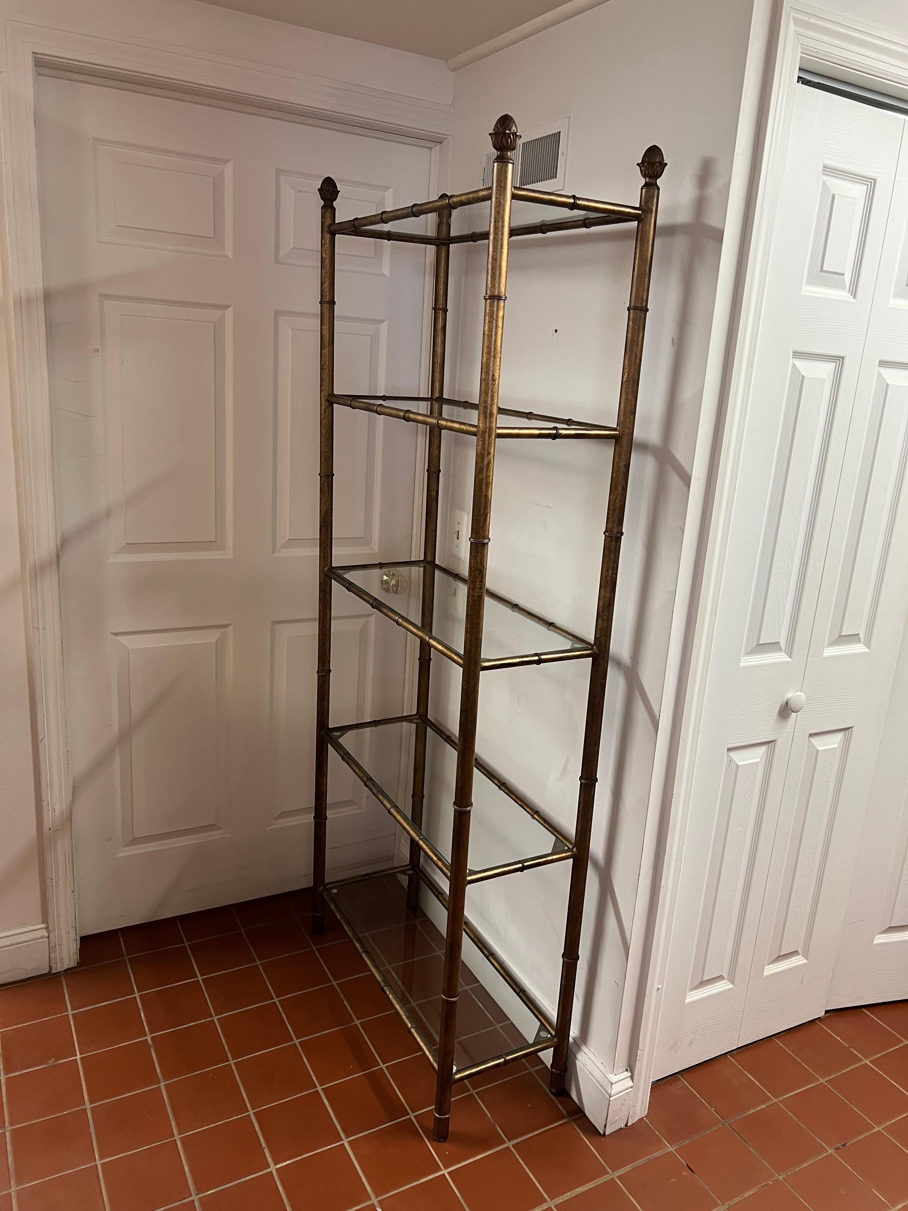 Faux Bamboo Etagere with Acorn Finials 11