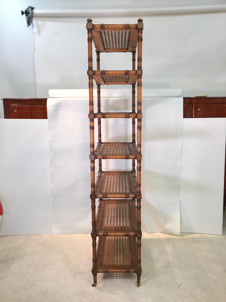 Faux Bamboo Étagère with Caned Shelves at 1stDibs