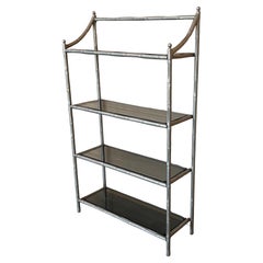 Faux Bamboo Etagere with Four Shelves and Mate Chrome Finished
