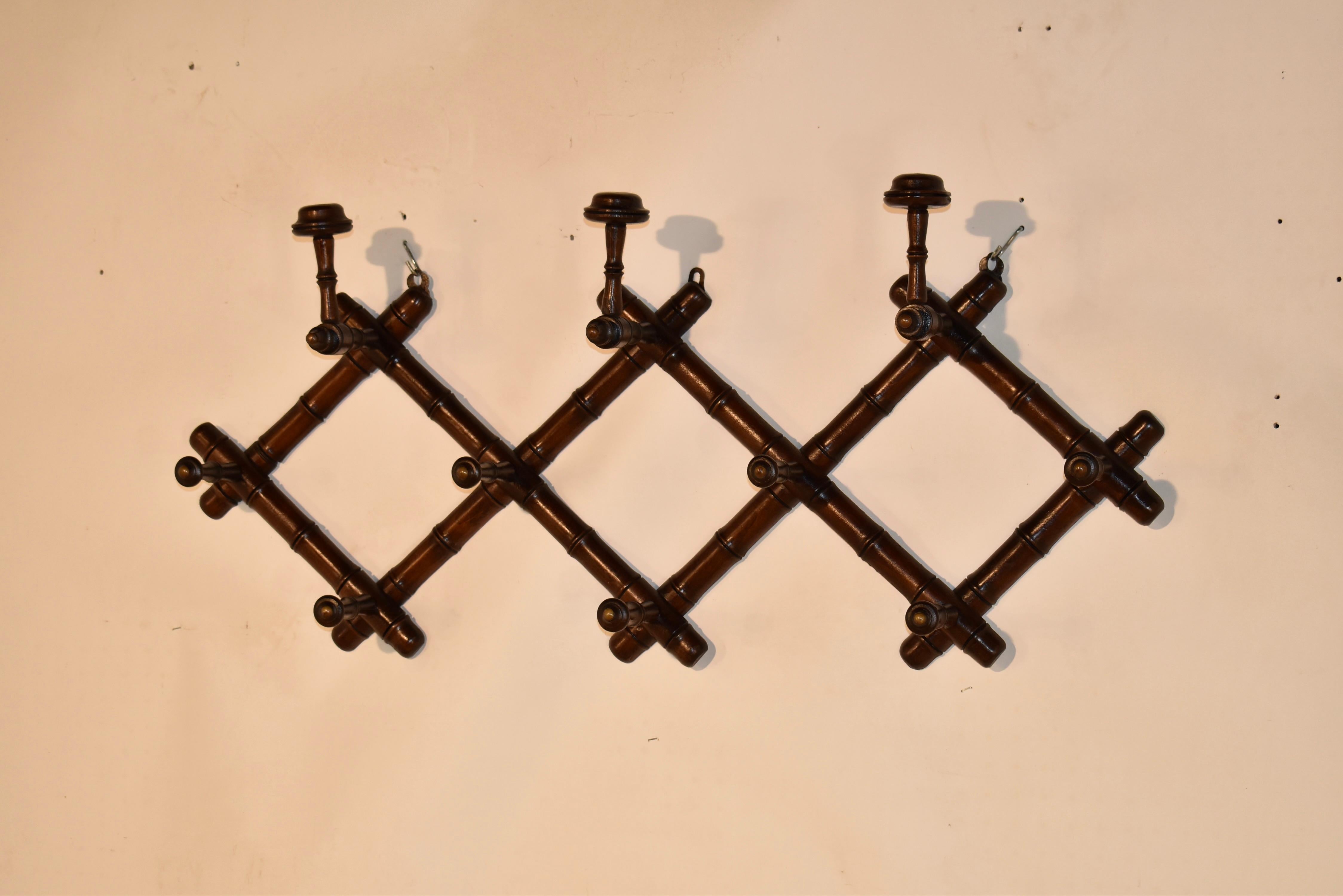 French Faux Bamboo Expandable Hat or Coat Rack, Circa 1900 For Sale