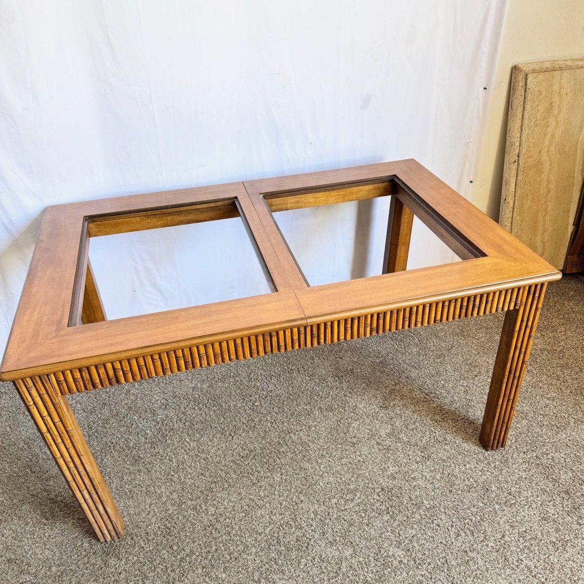 Faux Bamboo Extendable Smoked Glass Dining Table by American of Martinsville For Sale 4
