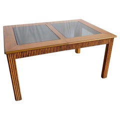 Faux Bamboo Extendable Smoked Glass Dining Table by American of Martinsville
