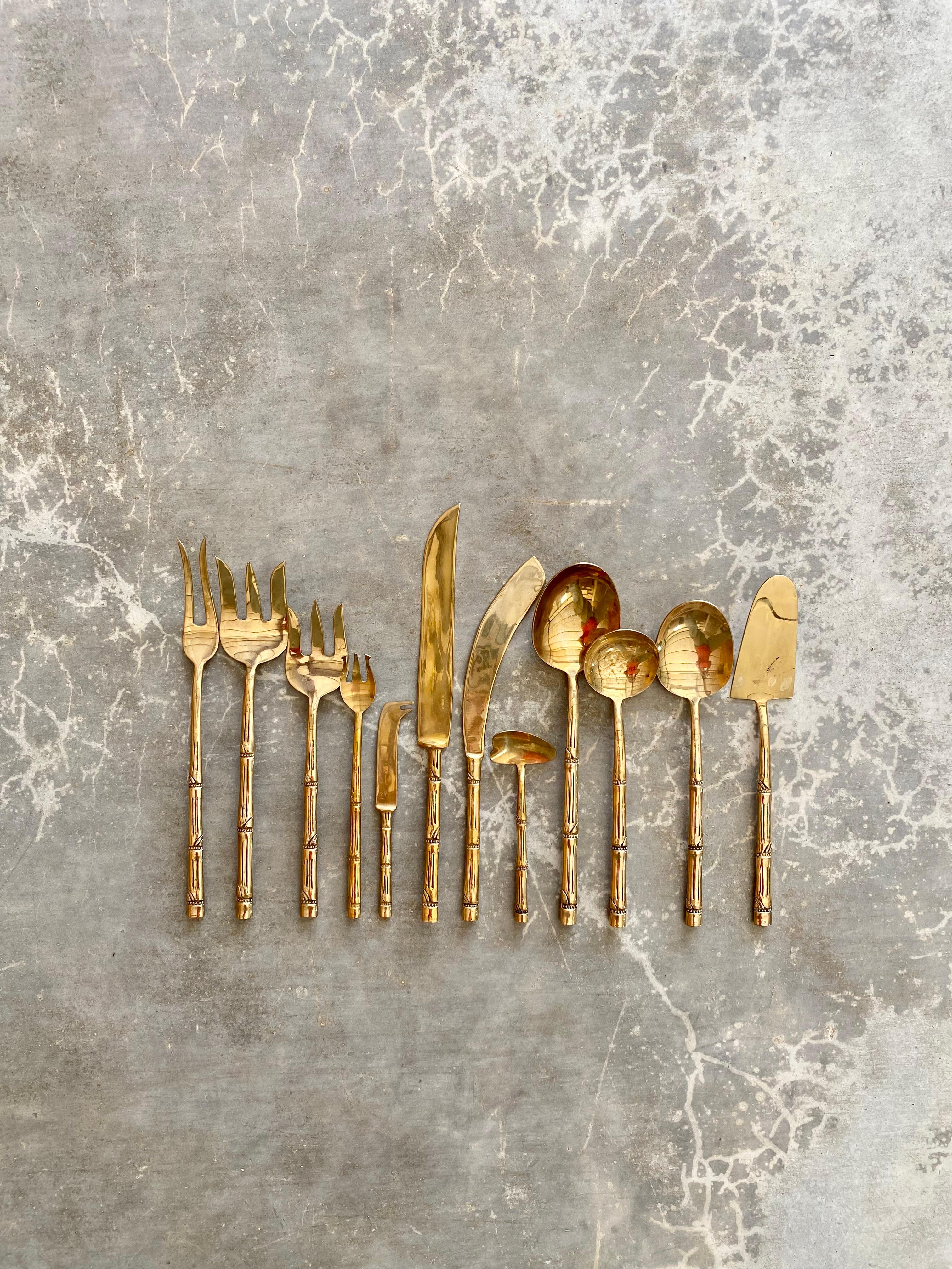 Faux Bamboo Besteck für 12 Personen (144 Teile) im Angebot 2