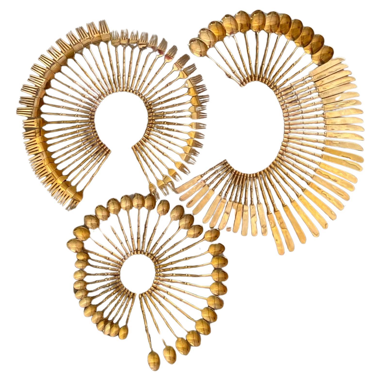 Faux Bamboo Besteck für 12 Personen (144 Teile) im Angebot
