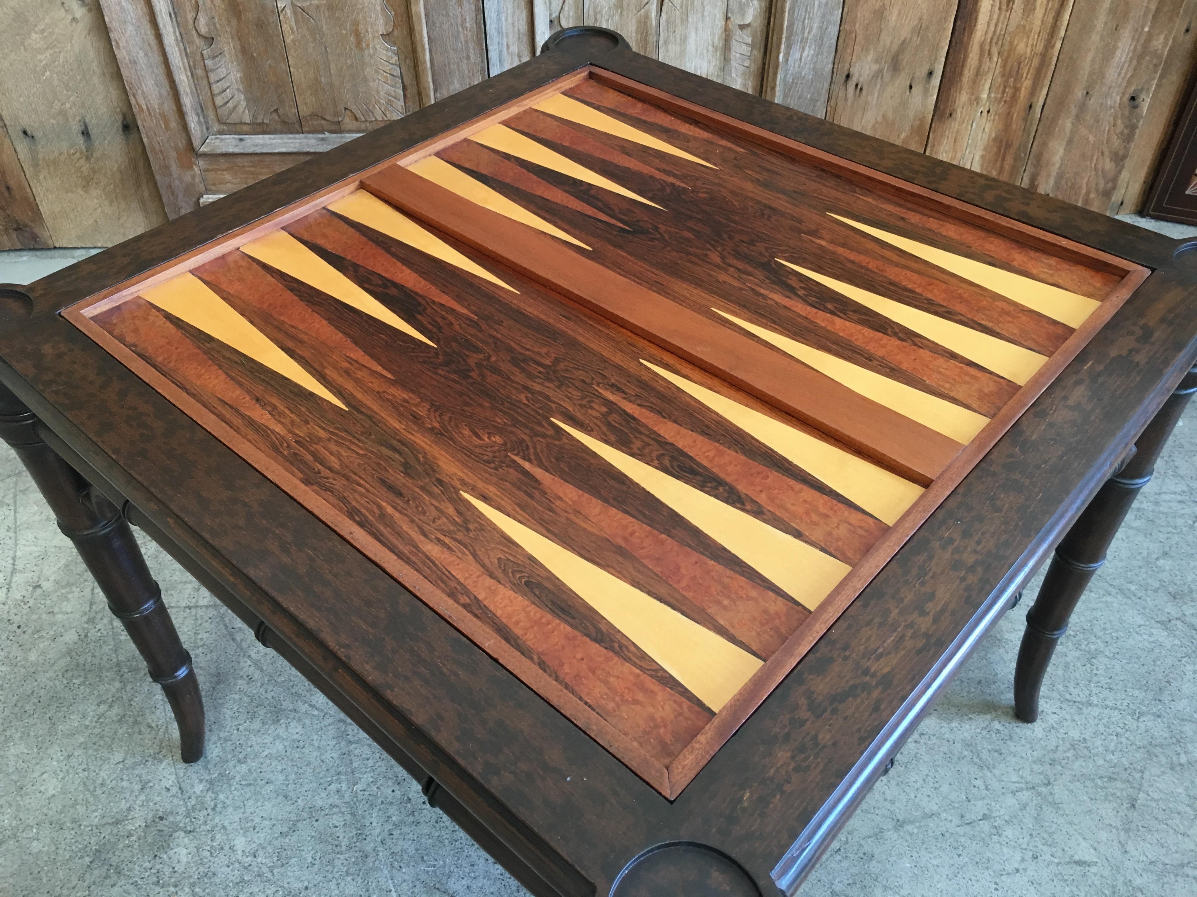 Faux Bamboo Flip-Top Backgammon Table 4