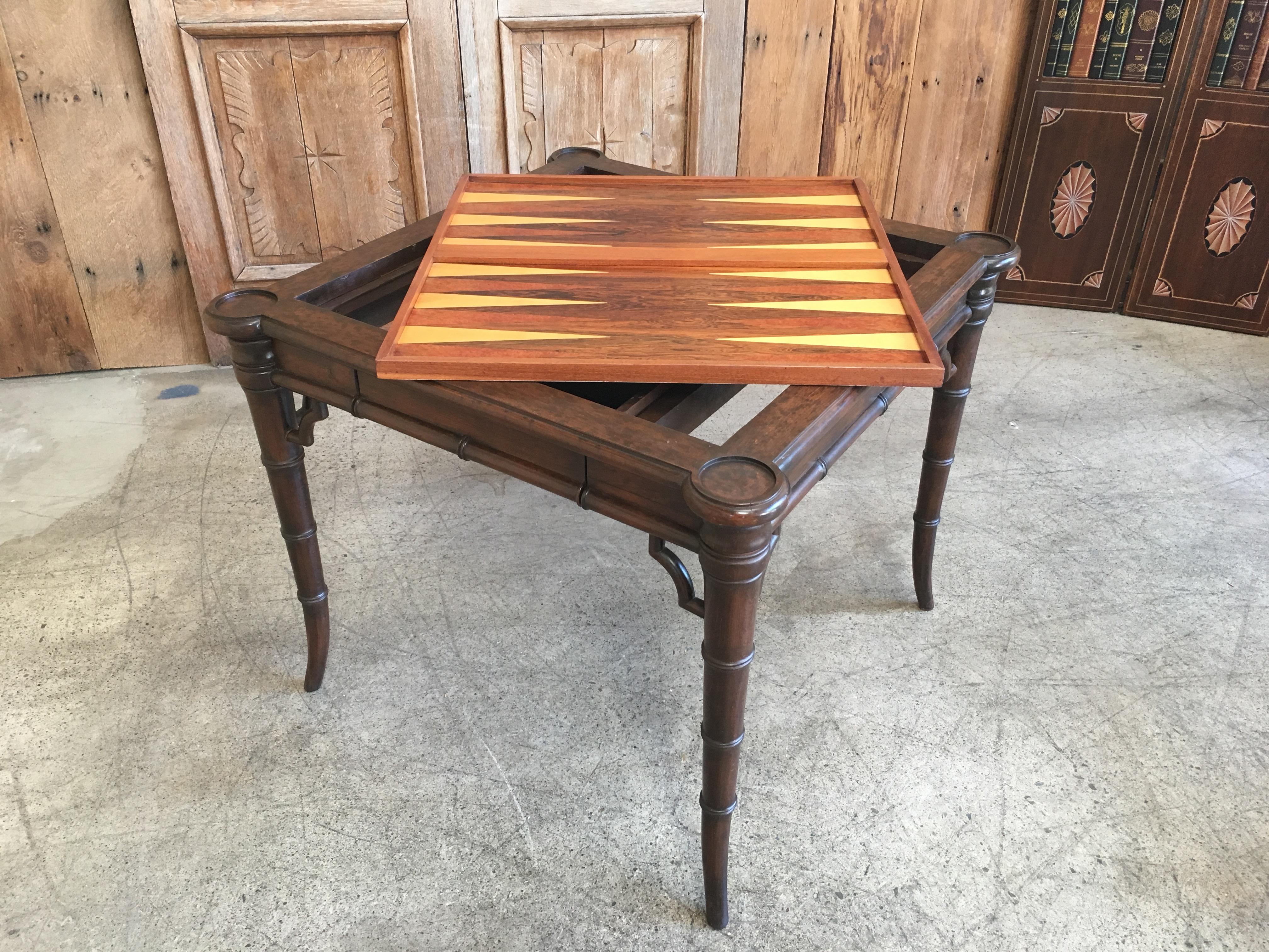 Faux Bamboo Flip-Top Backgammon Table 7