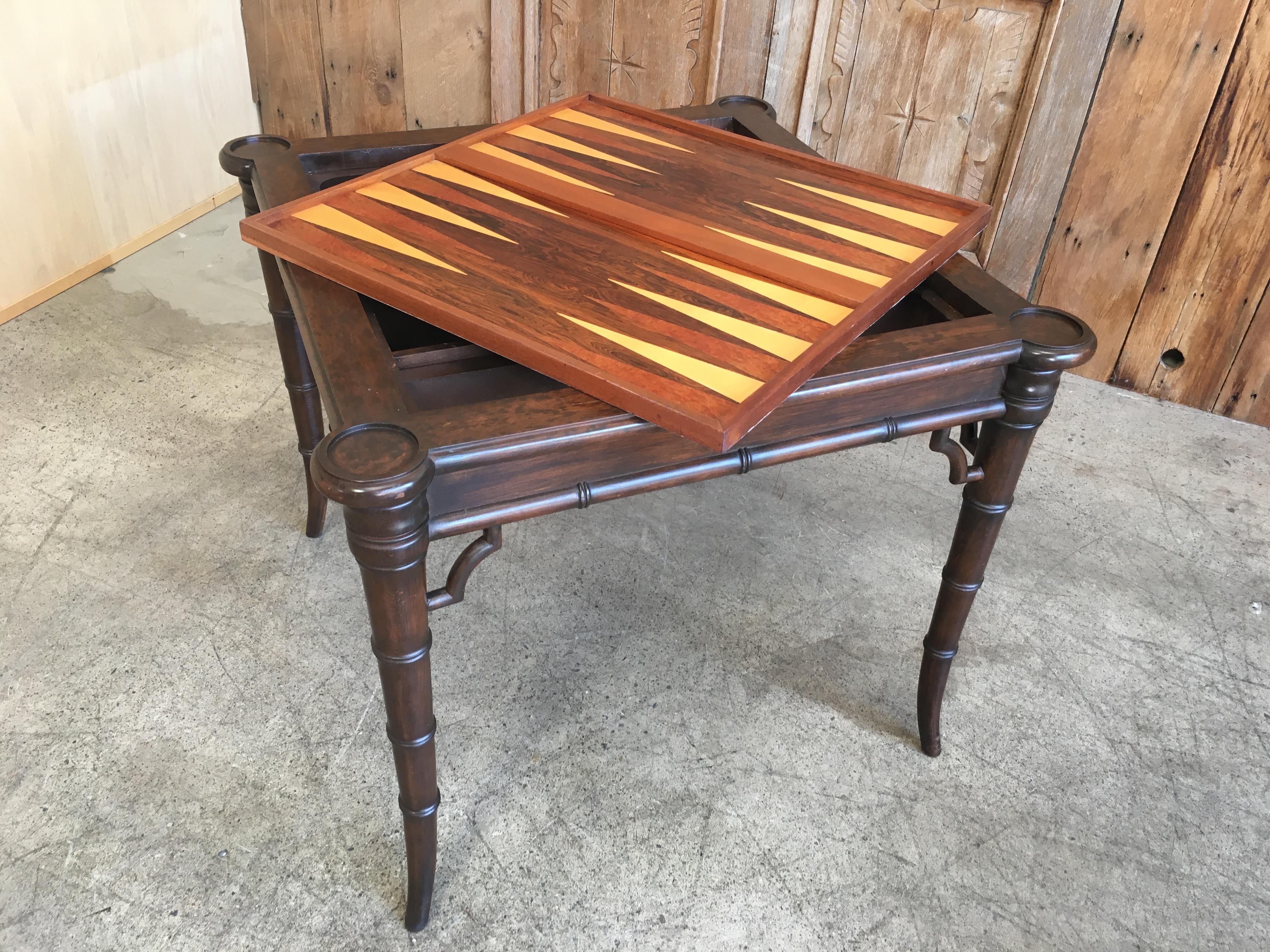 Faux Bamboo Flip-Top Backgammon Table 8