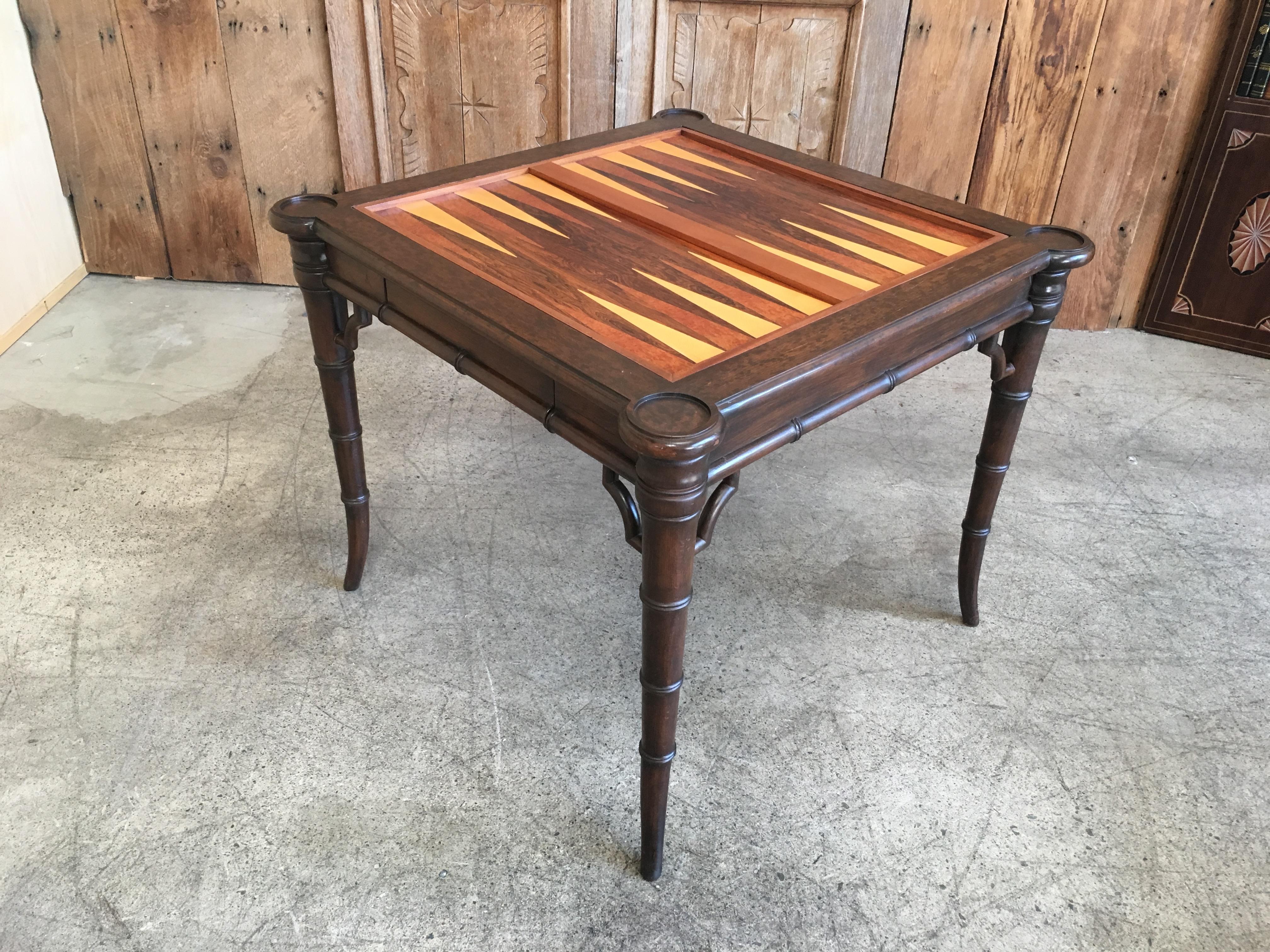 Faux Bamboo Flip-Top Backgammon Table 1