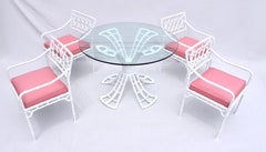 1960's Metal Powder Coated Faux Bamboo Dining Table & Chairs Set
