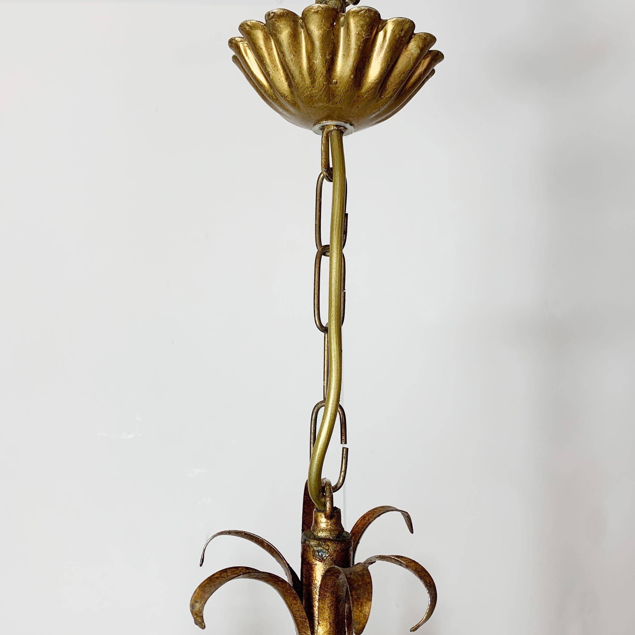 Faux Bamboo French 1950s Gold Chandelier For Sale 3